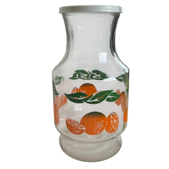 Anchor Hocking Other - Vintage Anchor Hocking Glass Orange Juice Carafe Canister w/ Lid Retro